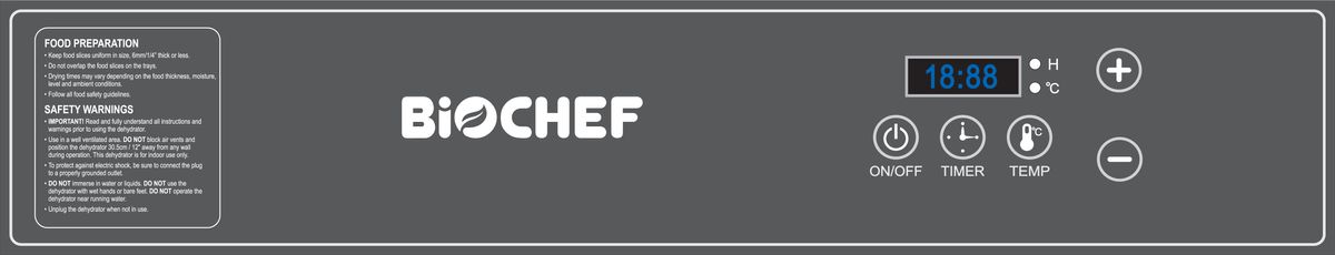 BioChef Commercial 10T Digital Food Dehydrator Control Panel BioChef Commercial 10T Digital Food Dehydrator Control Panel